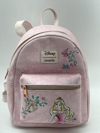 Loungefly Sleeping 12×10×6 in Beauty Princess Aurora Pink Faux Leather Mini
