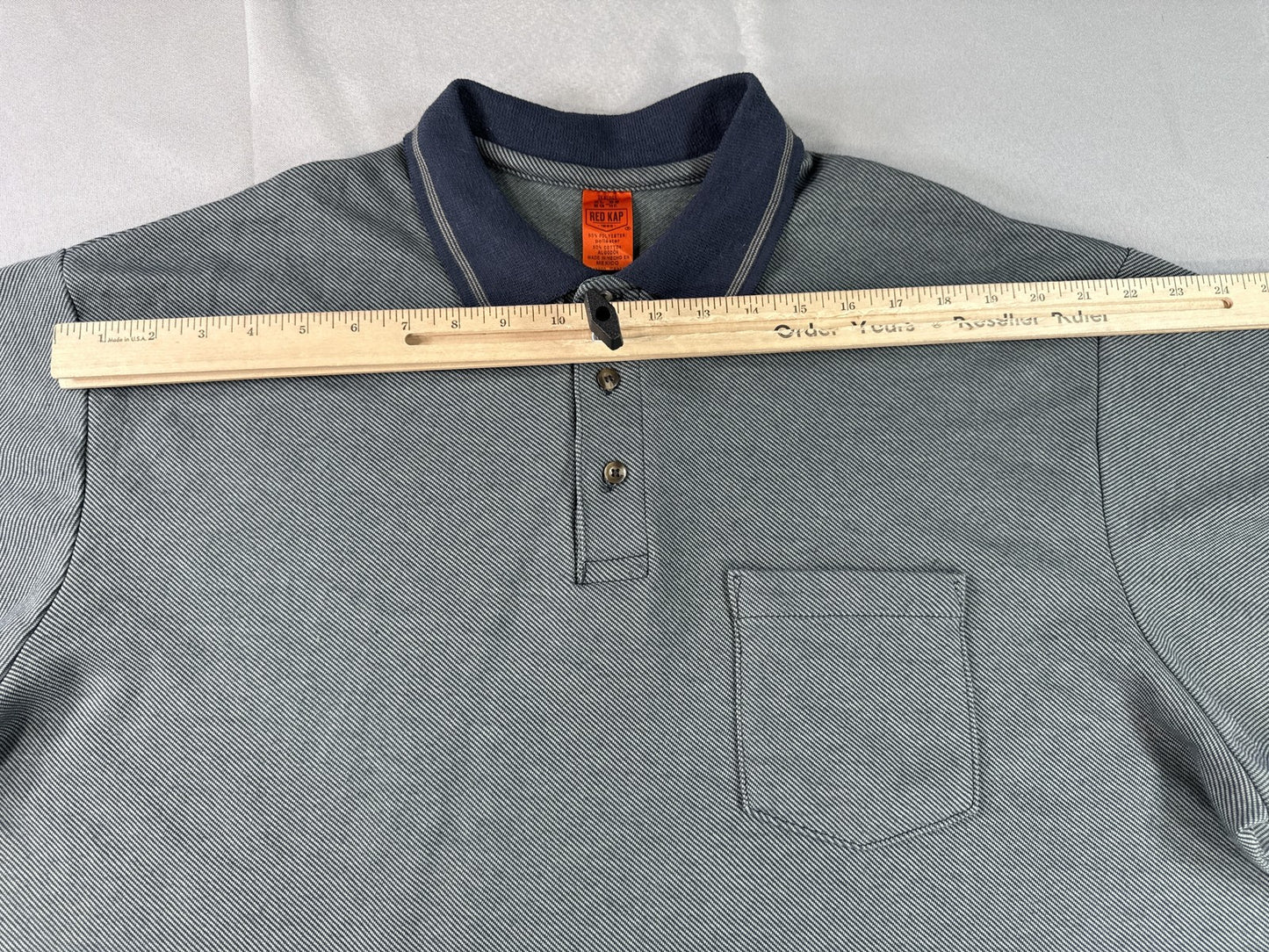 Red Kap Performance Knit Twill Polo Shirt Mens XL 38 Gray Polyester Cotton Solid