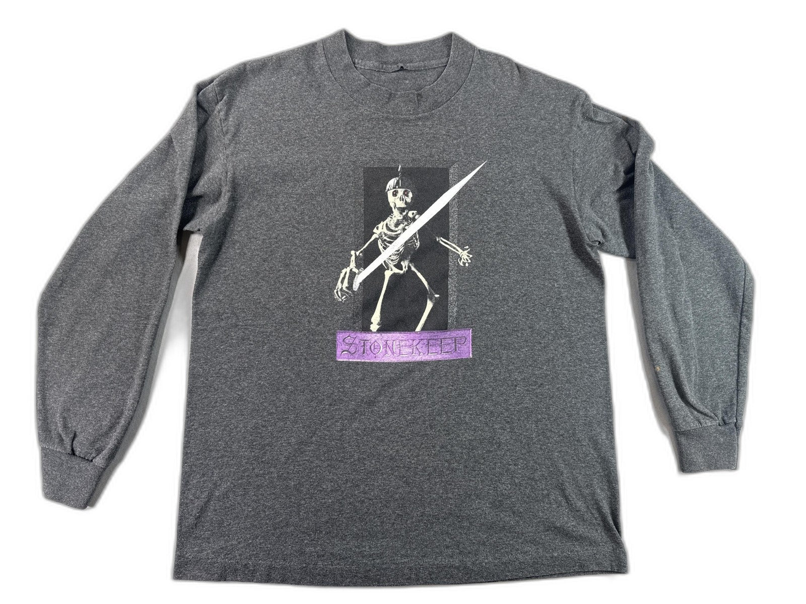 Interplay Stonekeep Vintage Long Sleeve Tee M Mens Grey Graphic Skeleton Knit
