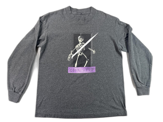 Interplay Stonekeep Vintage Long Sleeve Tee M Mens Grey Graphic Skeleton Knit