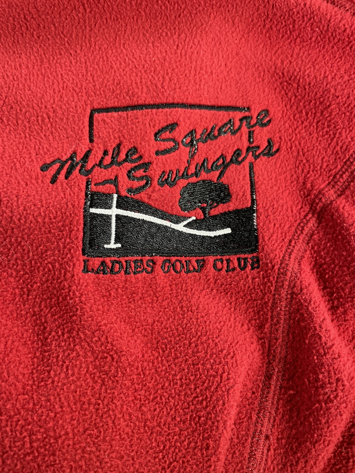 Mile Square Swingers Ladies Golf Club Pullover Womens XL Red Fleece Quarter Zip