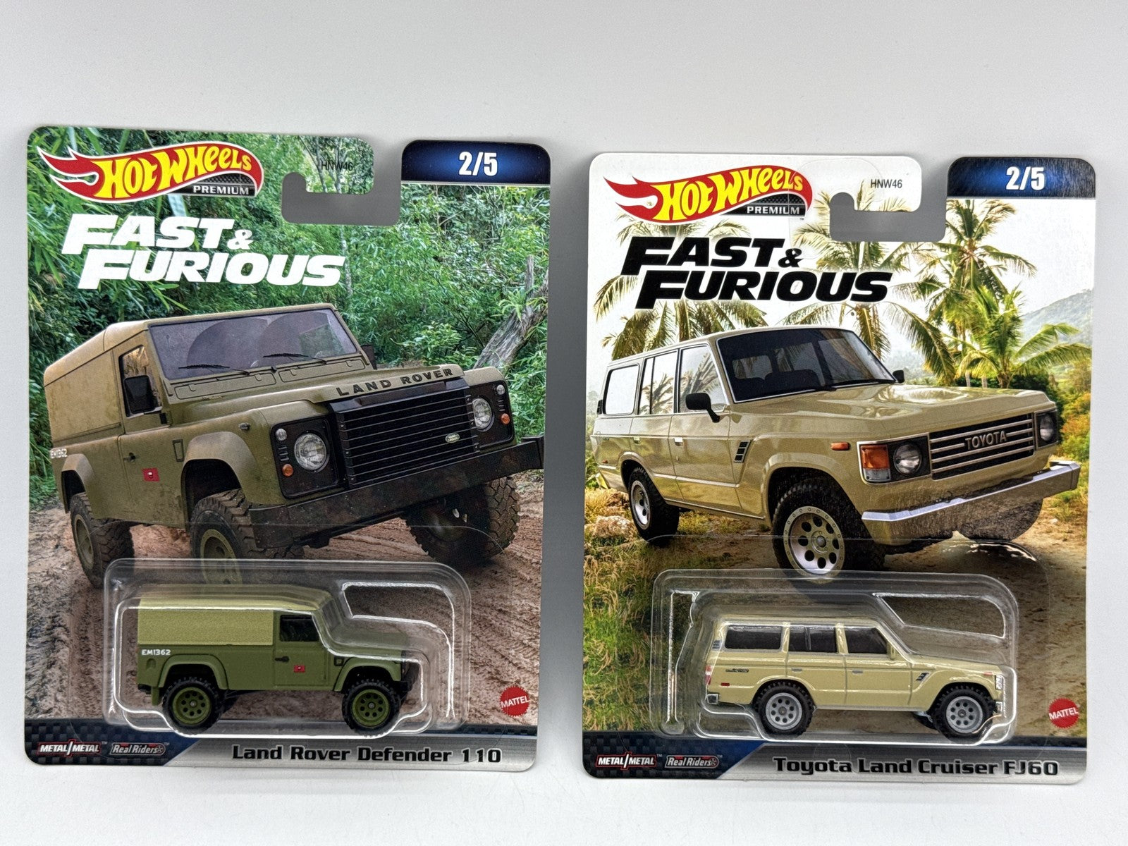 Hot Wheels Premium Fast Land Rover Defender Diecast Car Green Beige Metal Scale