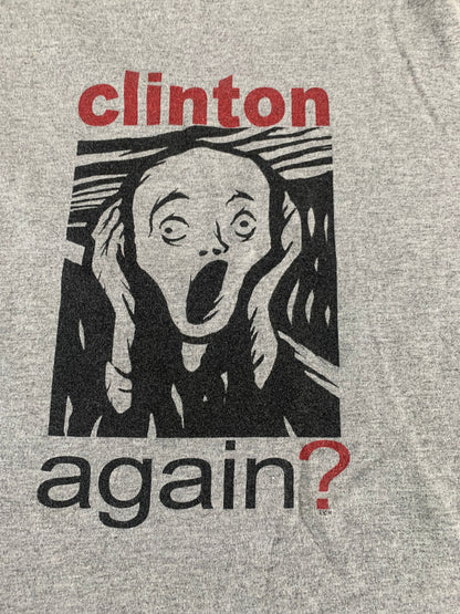 VTG Hilary Clinton Again Tee XL Gildan Gray Edvard Munch Scream Meme Graphic 139