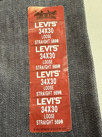 Levi's 569 Straight Leg Dark Wash Denim Jeans W34 L30 100% Cotton New Tags Mid