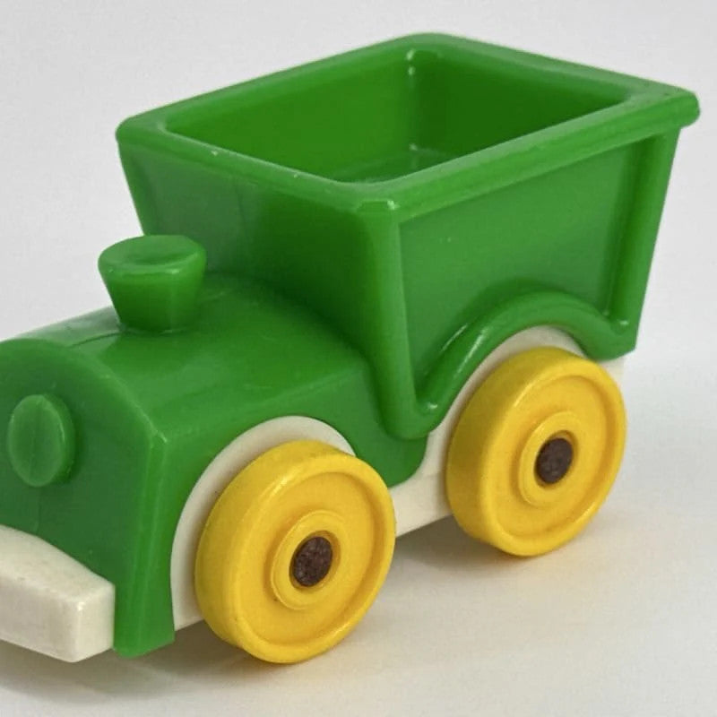 Vintage Fisher Price Little People Green Train w/ Yellow Wheels 1970s-80s Toy