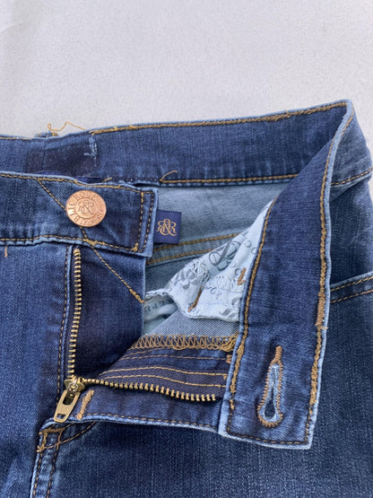 Rock & Republic Jeans Womens Size 2 Blue Berlin Straight Leg Rhinestone Denim