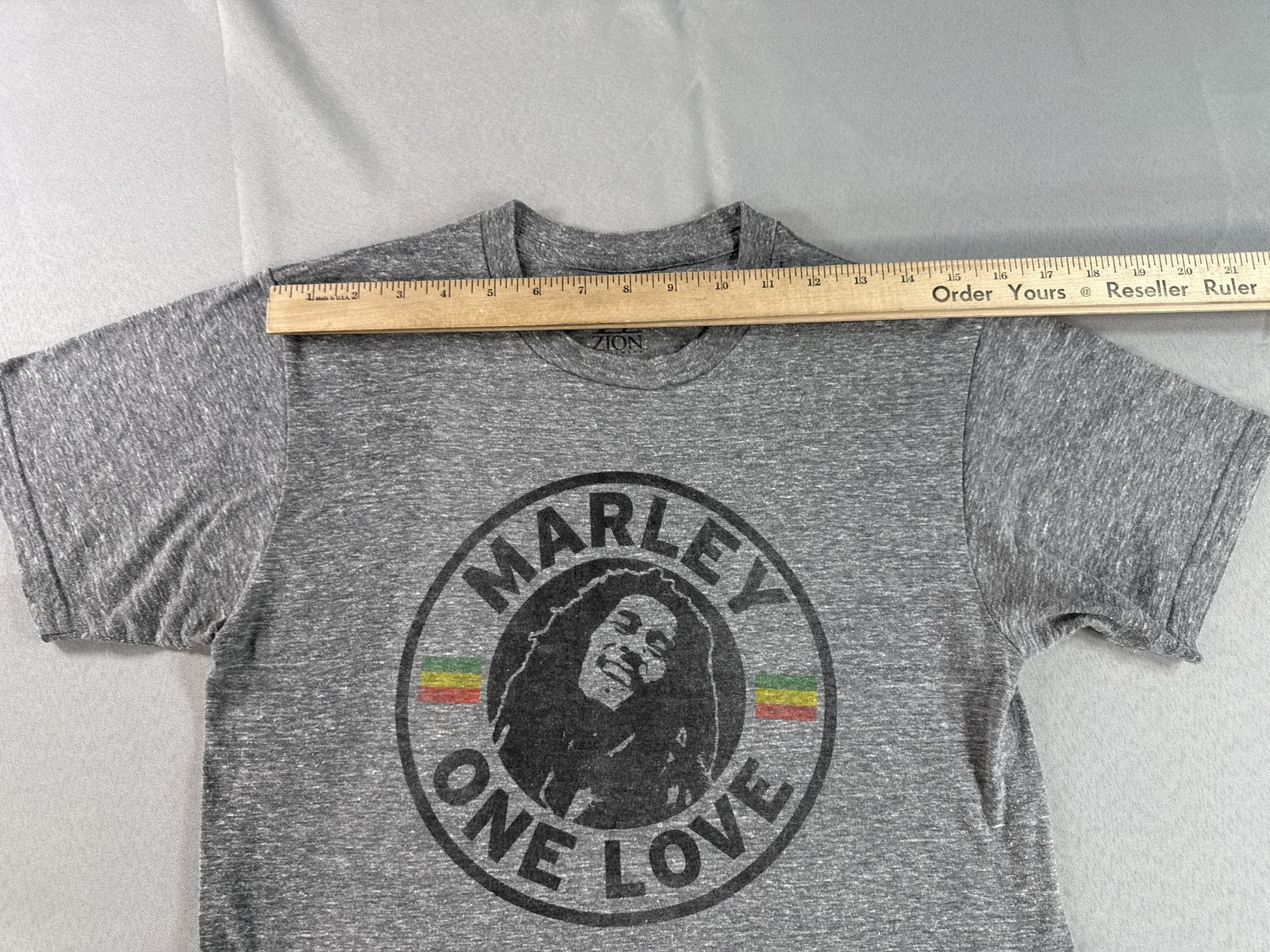 Zion Bob Marley Graphic Tee Grey Cotton Blend Short Sleeve Crewneck Reggae