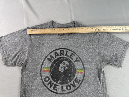 Zion Bob Marley Graphic Tee Grey Cotton Blend Short Sleeve Crewneck Reggae