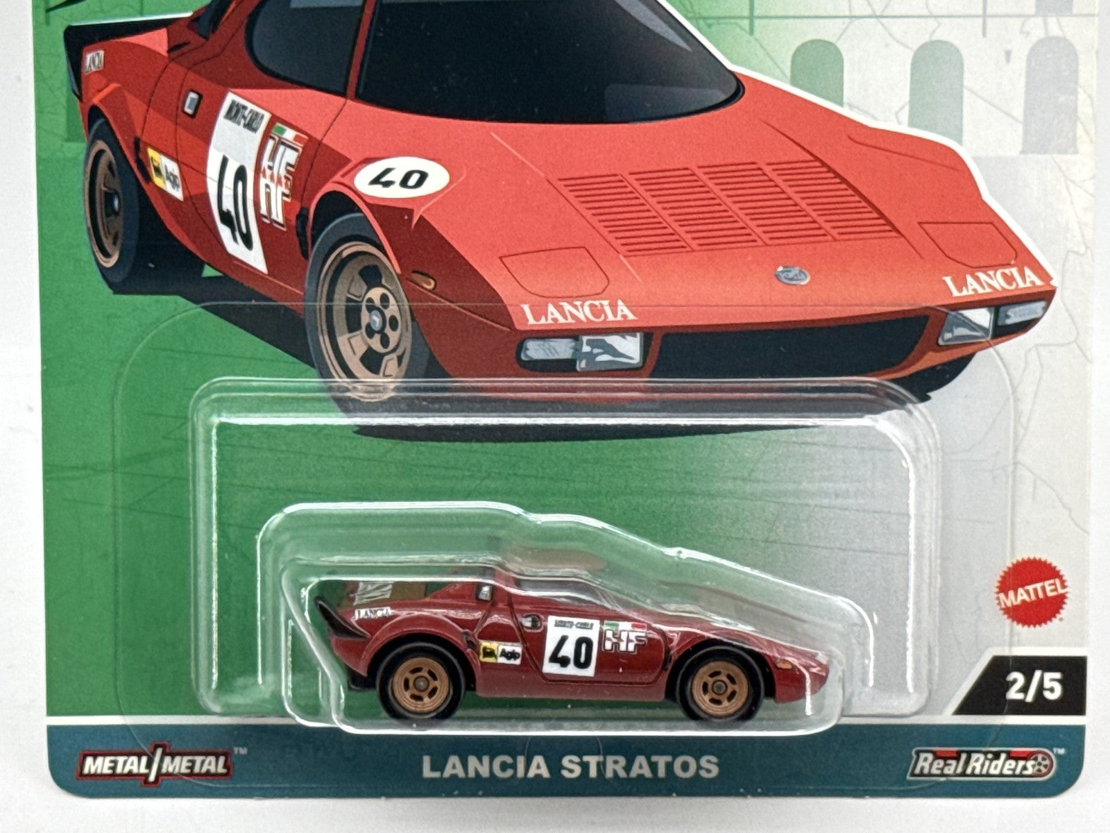 Mattel Premium Lancia Stratos Car Culture Die Cast Red Metal Racing Real Riders