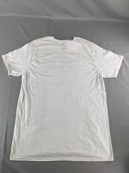 Bud Light Shirt Mens XL White Blue Graphic Football Promo Tee Hanes Perfect-T 25