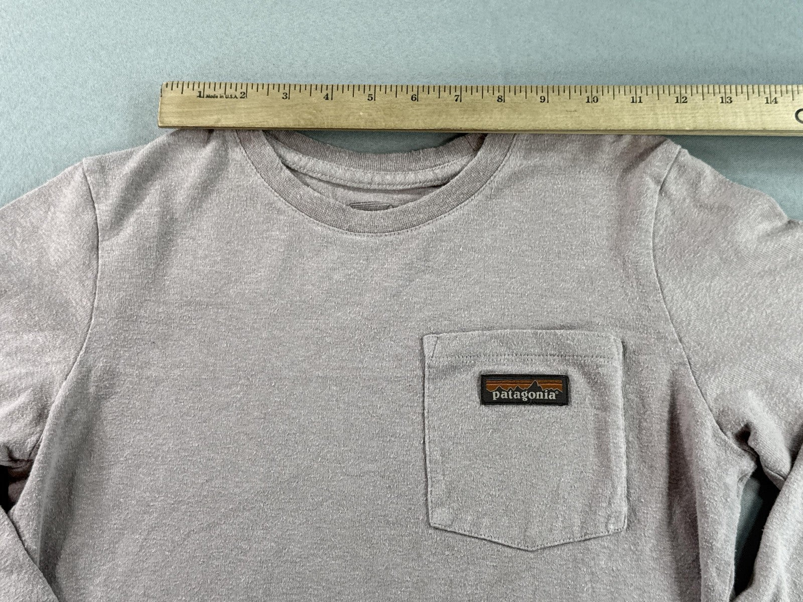 Patagonia Long Sleeve Tee Mens Gray Cotton Jersey Regular Fit Pocket Logo Shirt