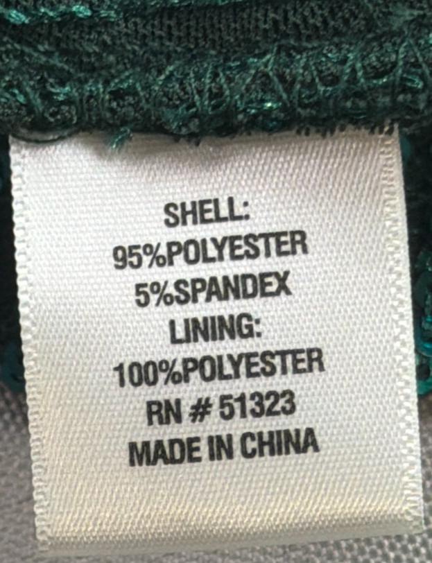 CeCe Sequin V-Neck Cap Sleeve Top Emerald Green Lined Stretch Blouse NWT M New