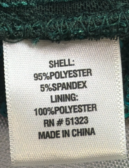 CeCe Sequin V-Neck Cap Sleeve Top Emerald Green Lined Stretch Blouse NWT M New