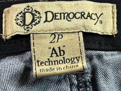 Democracy Jeans Womens 2P Blue Denim Tapered Stretch Classic Mid Rise Ab Cotton