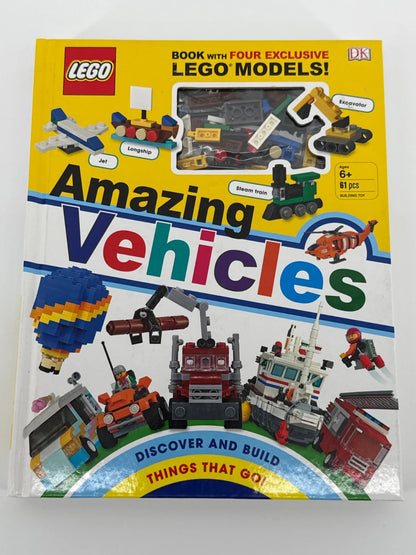 LEGO Amazing Vehicles Book w/ 61 Pcs Build Set DK 2020 Steam Train Jet Truck USE