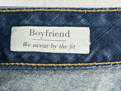 Torrid Boyfriend Distressed Jeans Womens 12 Crop Raw Hem Stretch Denim Blue