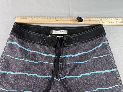 EZEKIEL ER113066B Board Shorts 32 Black Striped 100% POLYESTER Regular Fit
