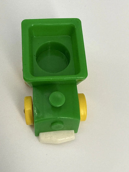 Vintage Fisher Price Little People Green Train w/ Yellow Wheels 1970s-80s Toy
