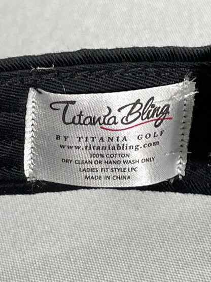 Titania Bling Hat Cap Strap Back Black Golf Crystal Rhinestone Womens Ladies 100