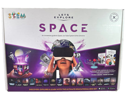 Let's Explore VR Headset Space STEM Kit w Books Cube Model Poster - USED Vintage