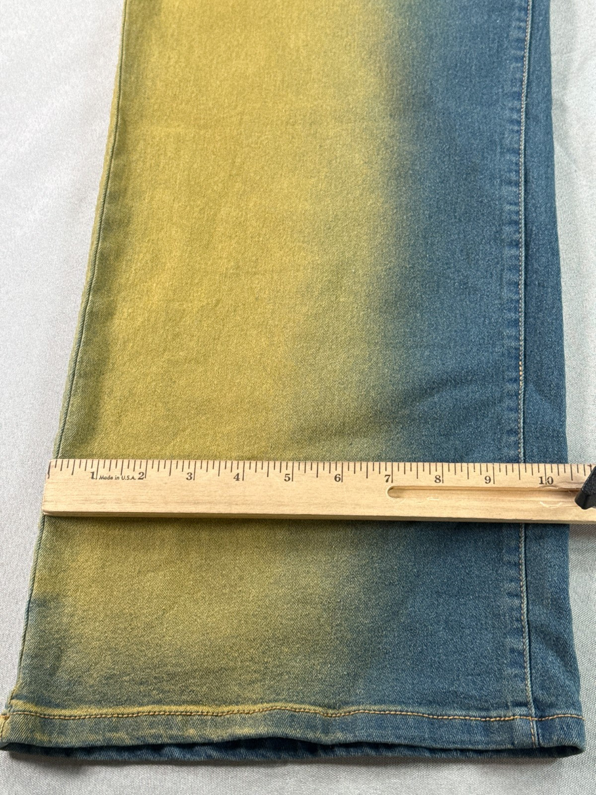 finesse Society Wide Leg Jeans Womens 1X Blue Yellow Ombre Denim Y2K Grunge