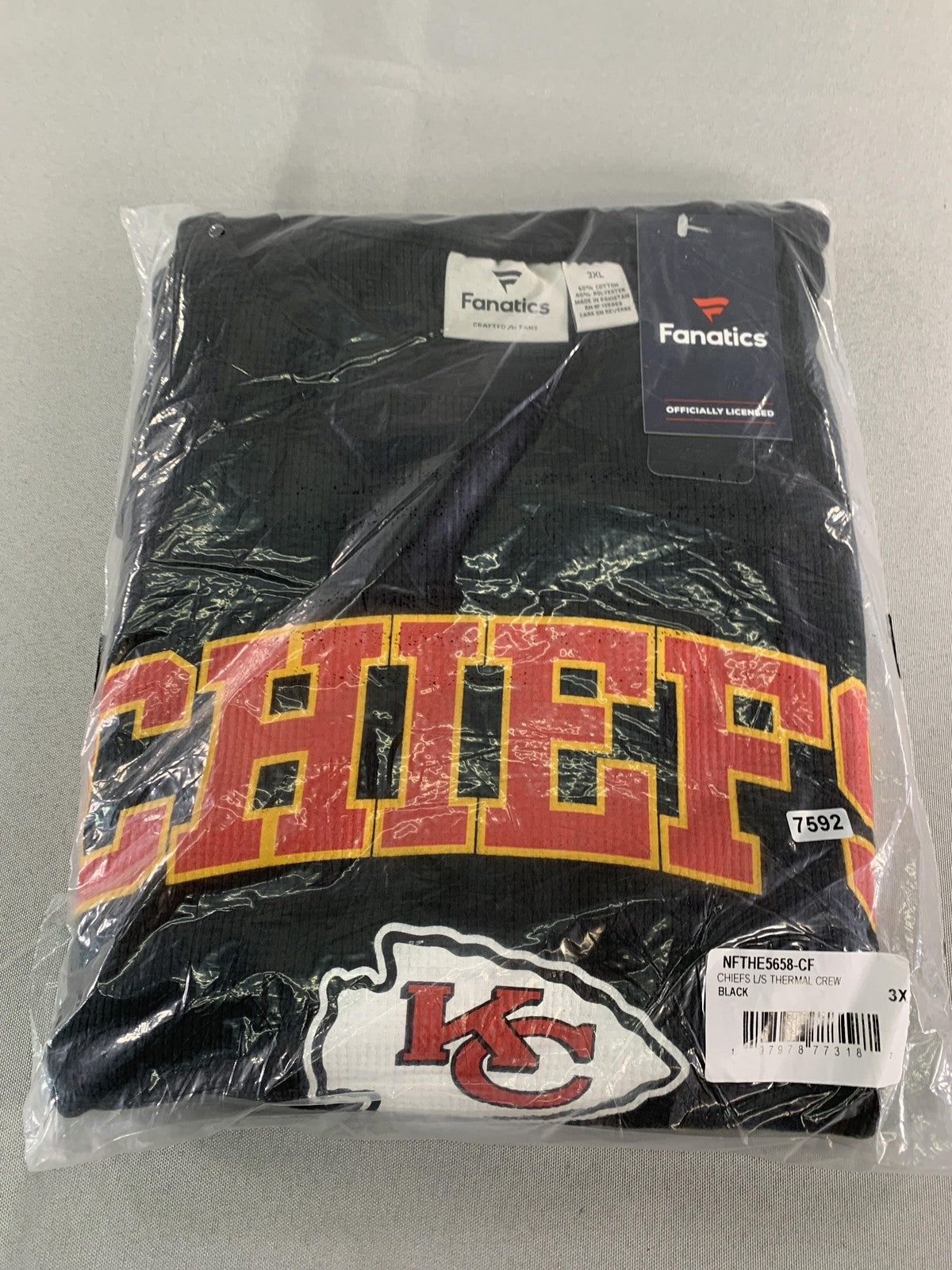 Kansas City Chiefs Shirt Mens 3XL Black NFL Football Fanatics Thermal Unbranded