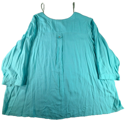 Avenue Aqua Rayon Peasant Blouse Womens 22/24 Plus Roll Tab Tunic Top Boho