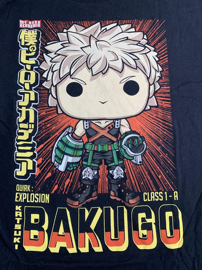 My Hero Academia Shirt Mens XL Black Katsuki Bakugo Funko Pop Tees Anime Graphic