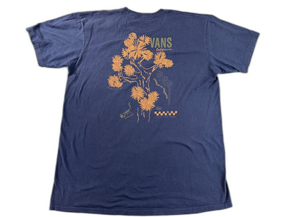 VANS Off Wall Graphic Tee Mens Large Navy Blue 100% Cotton Crewneck Short