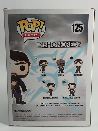 Funko Pop Games Dishonored 2 Unmasked Corvo 125 GameStop Vinyl Black Apparel NWT