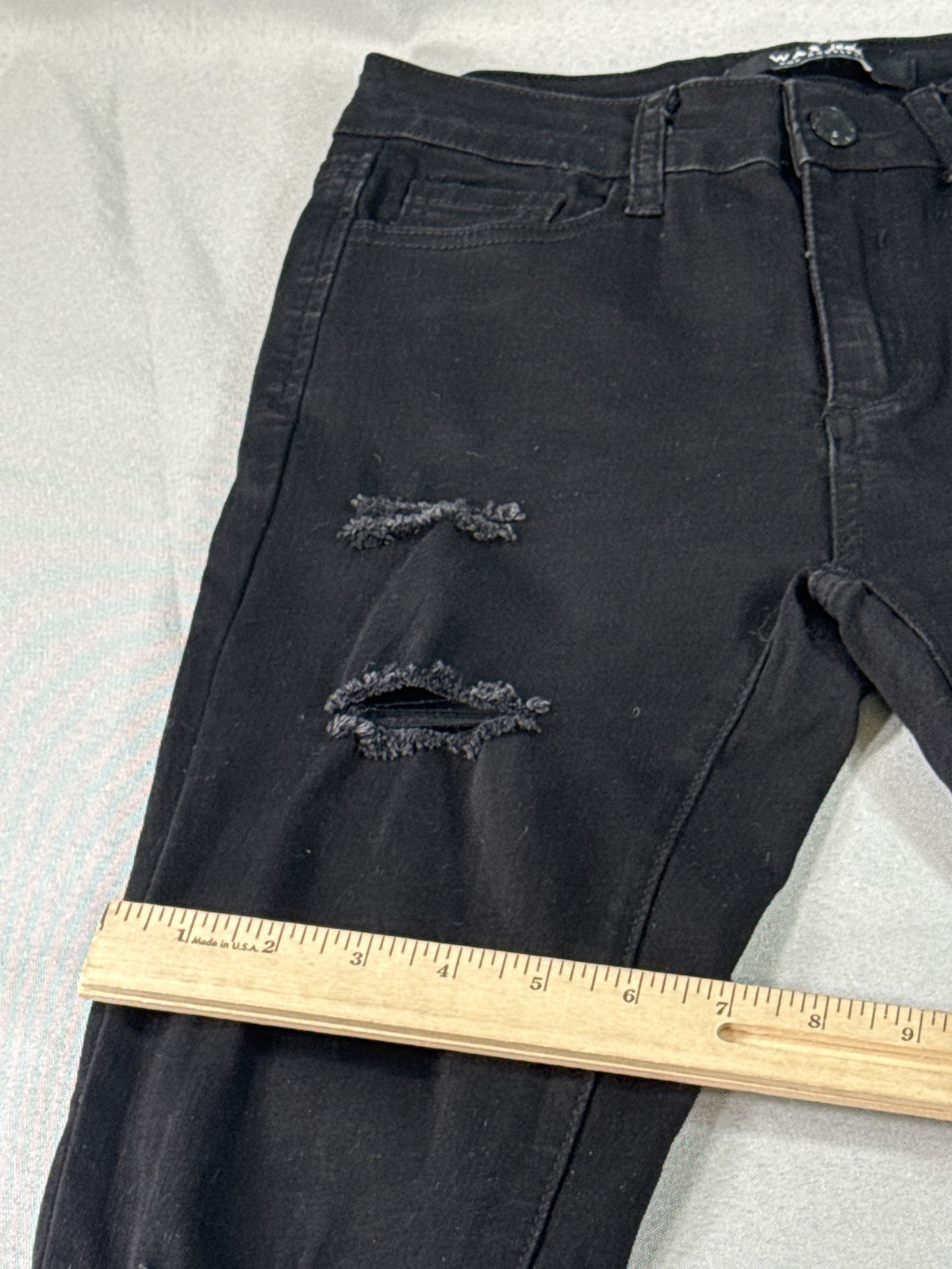 WAX Skinny Distressed Ripped Black Jeans 6 Womens Denim High Waist Pants Faded