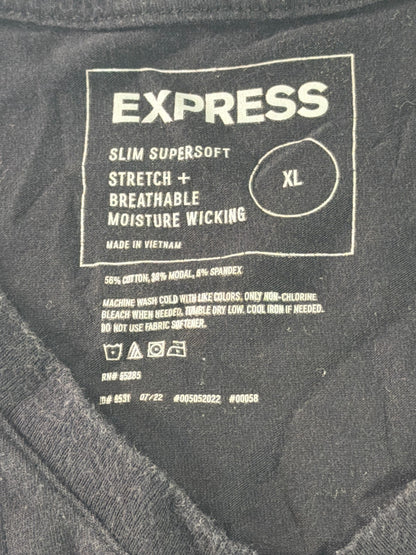 Express Slim Supersoft Mens XL Black V-Neck Tee Stretch Moisture Wicking Modal