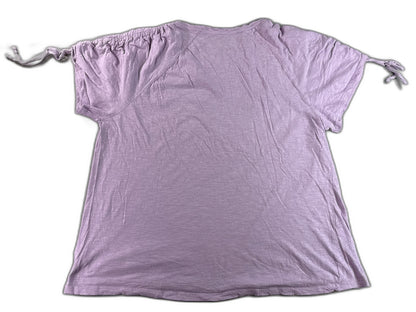 Sweatshirt Project Lavender Drawstring Top 1X Scoop Neck Short Sleeve Rayon Long