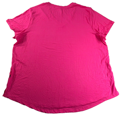 GAP Womens XXL Hot Pink Fuchsia V-Neck Short Sleeve Relaxed Tee Shirt Logo Tape