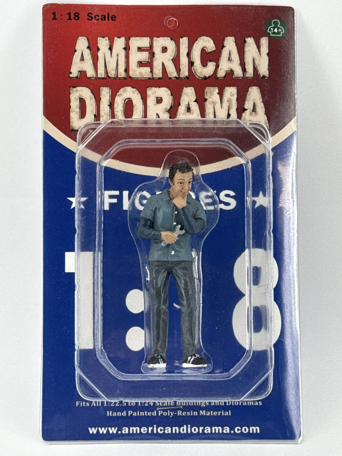 American Diorama 1:18 Mechanic Figure Wrench Garage Display Accessory Unbranded