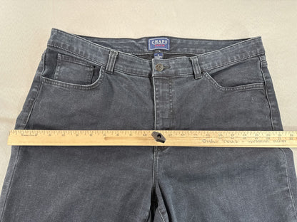 CHAPS Straight Leg Jeans 16 Black Cotton Blend Fit India Denim Classic Boho