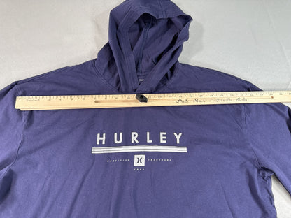 Hurley Graphic Pullover Hoodie 2XL Navy 100% Cotton Long Sleeve Hooded Logo