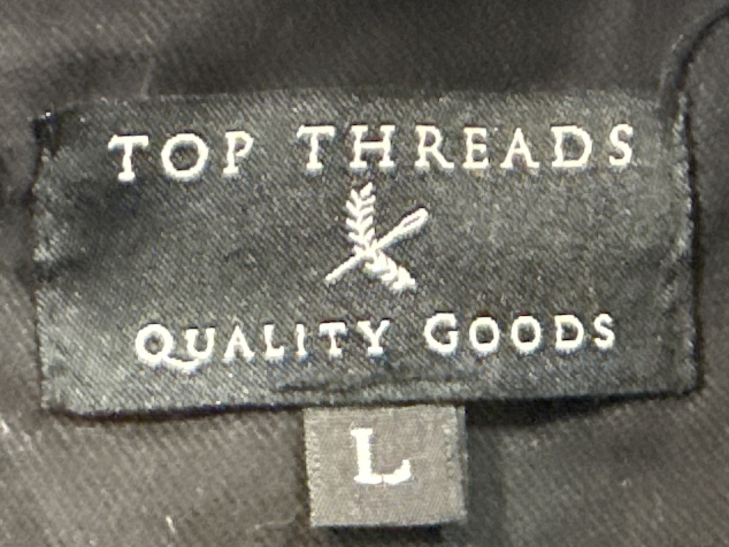 TOP THREADS Utility Jacket Mens Black Canvas Hooded Heavy Duty Snap Closure L