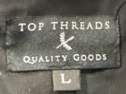 TOP THREADS Utility Jacket Mens Black Canvas Hooded Heavy Duty Snap Closure L
