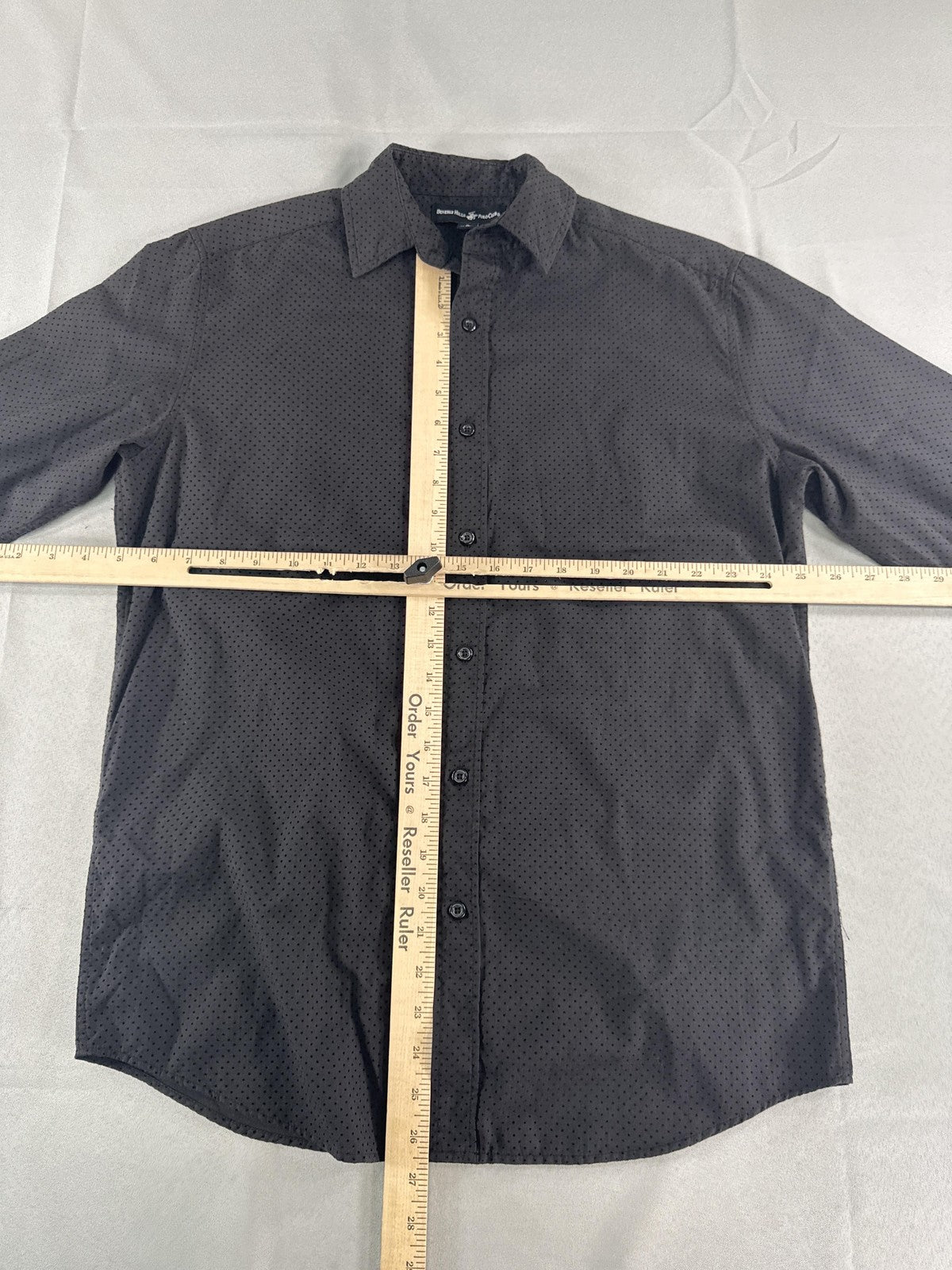 Beverly Hills Polo Club Shirt Mens Small Black Dot Long Sleeve Button Up Dress