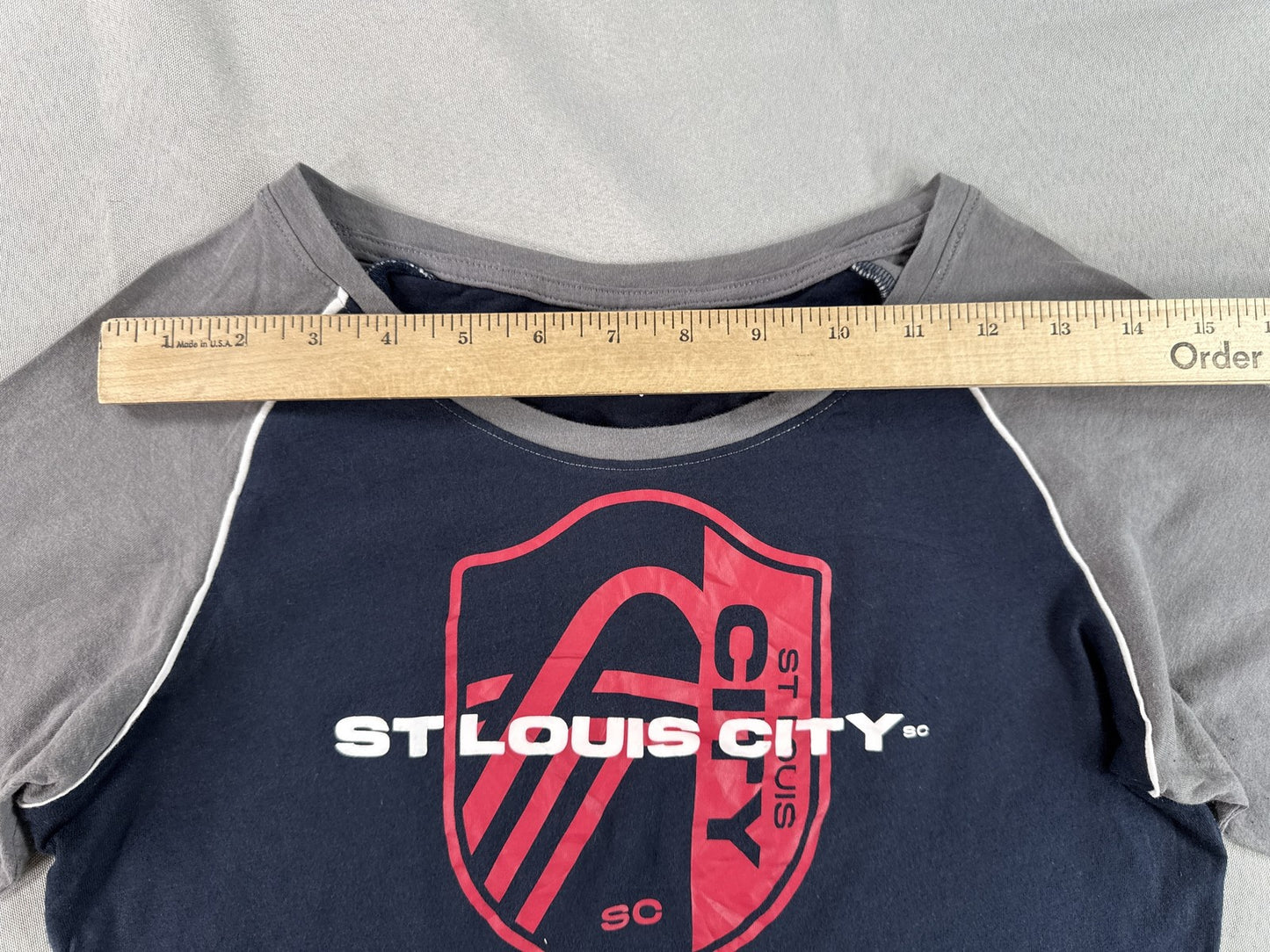 ERA Raglan St. Louis City SC MLS Soccer Shirt S Navy Gray Long Sleeve 100% Men