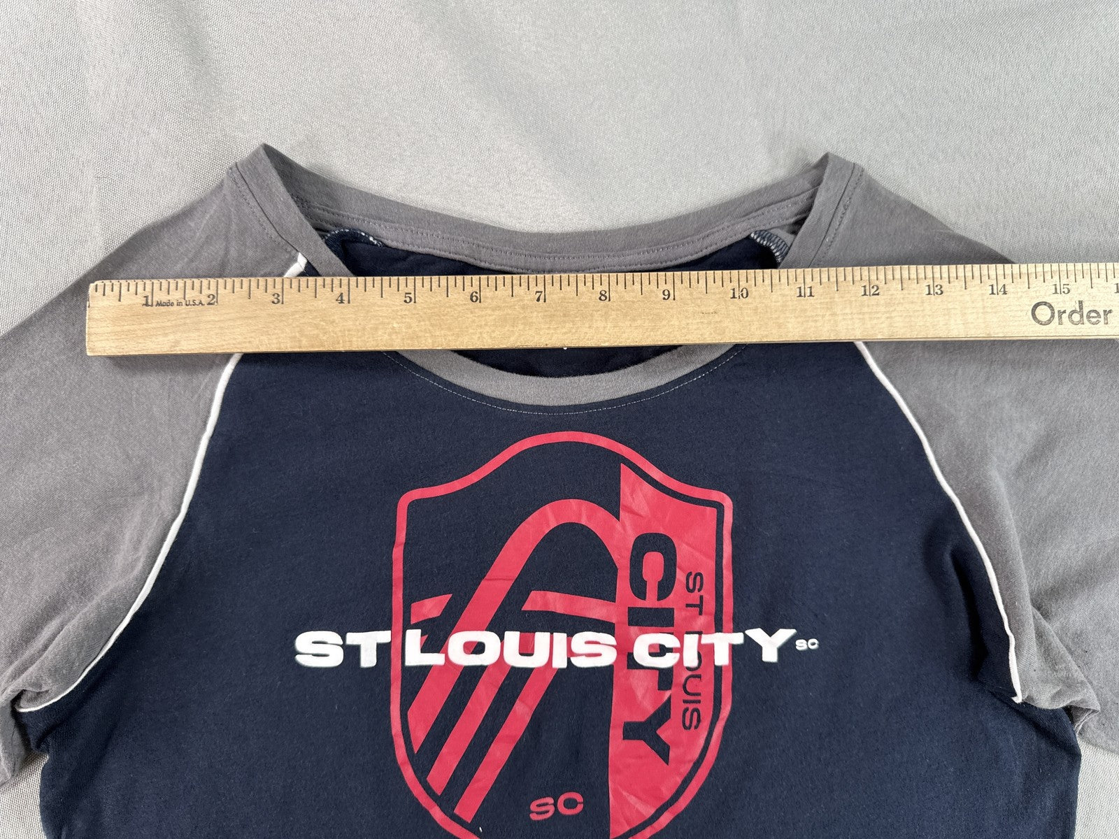 ERA Raglan St. Louis City SC MLS Soccer Shirt S Navy Gray Long Sleeve 100% Men
