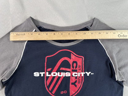 ERA Raglan St. Louis City SC MLS Soccer Shirt S Navy Gray Long Sleeve 100% Men