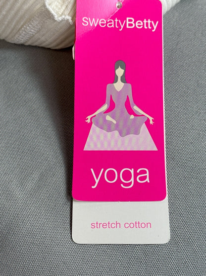 Sweaty Betty Yoga Pants Womens M White Wide Leg Roll Down Stretch Lounge Pants