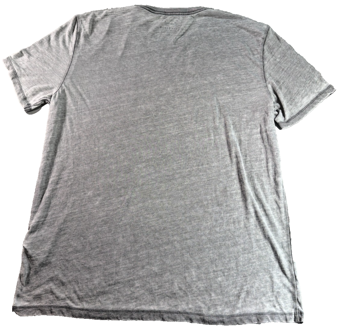 Lucky Brand Venice Burnout Henley T Shirt Mens XL Gray Short Sleeve Cotton Blend