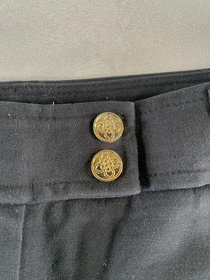 Charter Club Black Bermuda Shorts Women 10 Cotton Stretch Gold Buttons Classic