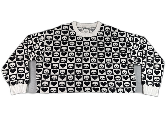 American Eagle Skull Kawaii Sweater M Black White Polyester Elastane Pullover