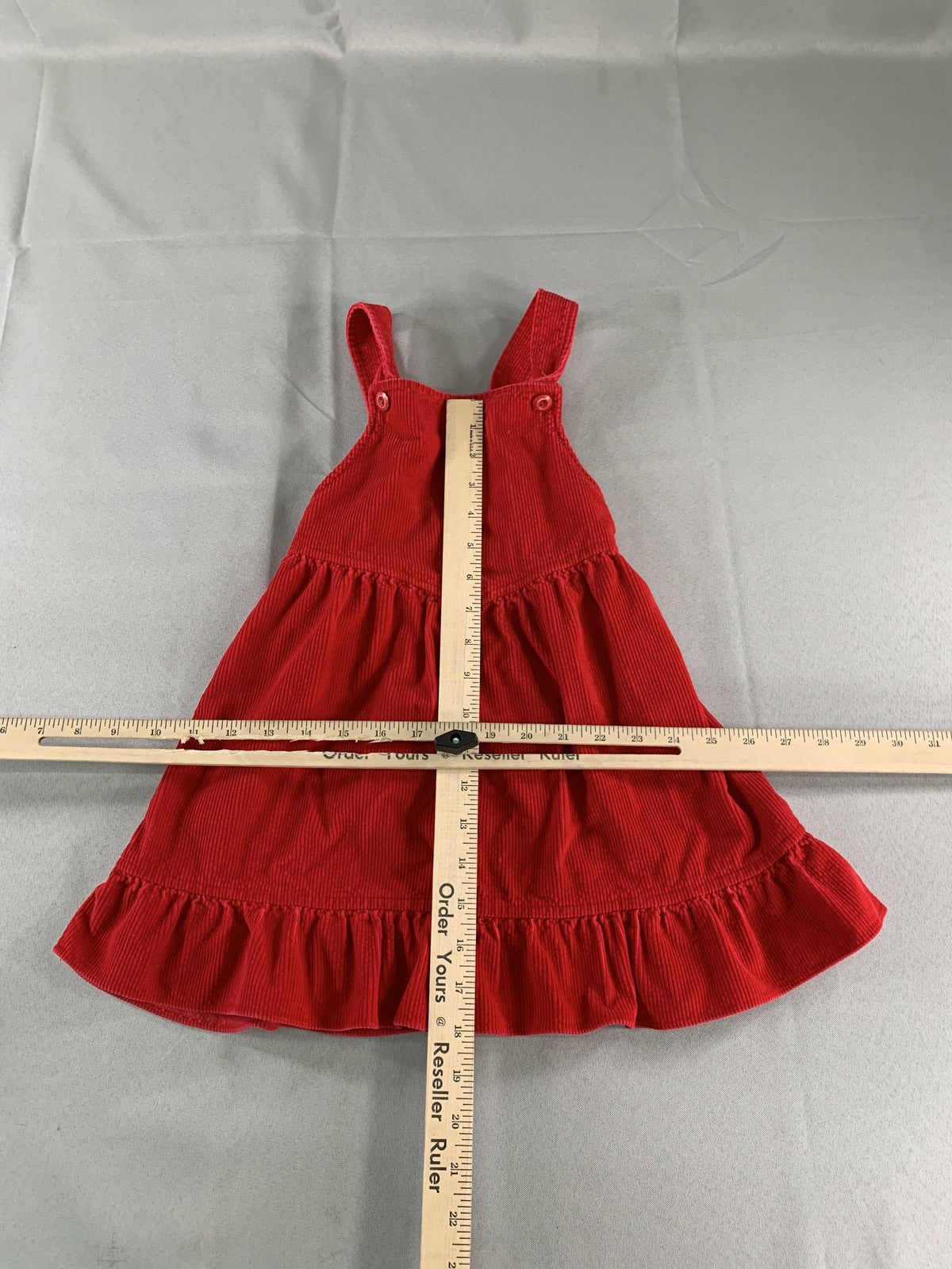 Alyssa Dress Girls Small Red Corduroy Ruffle Hem Pinafore Jumper 100% Cotton