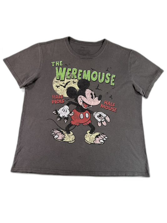 Disney WereMouse Mickey Mouse Graphic Tee Black Vintage Style Short Sleeve