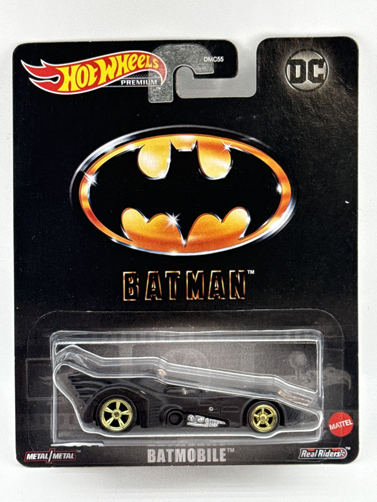 Hot Wheels Premium Batman Batmobile Die Cast Car Black Metal Real Riders Style